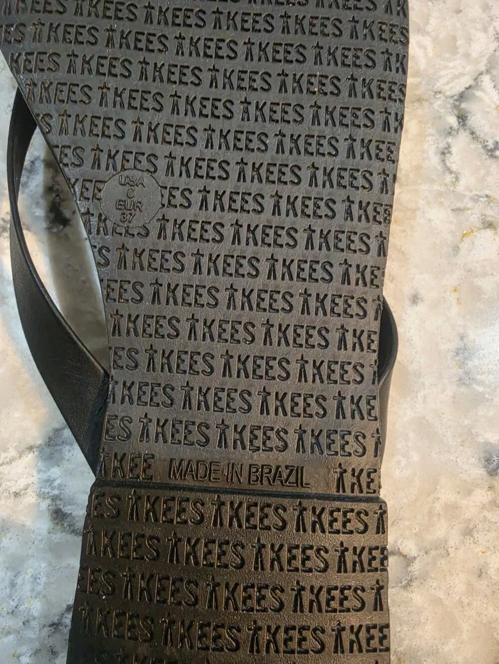 TKEES Black Slim Strap Flip Flop Sandals